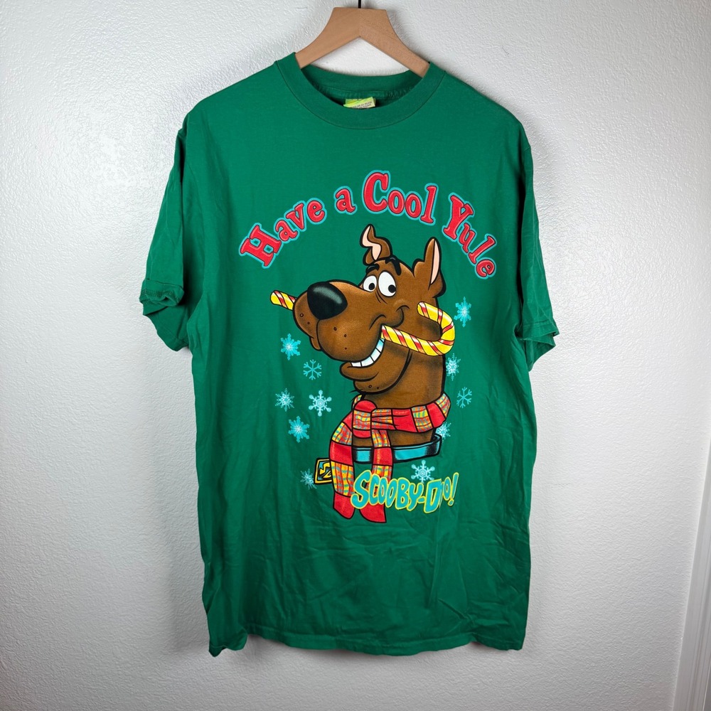 Vintage 1998 Scooby-Doo Have A Cool Yule Christmas Pajama T-Shirt Green OSFA